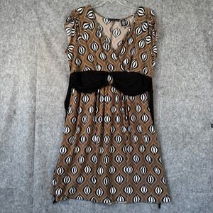 Y2K Apostrophe Babydoll Tunic top Dress Womens XL Tie Waist Retro Stretch